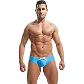 F plus R Men's Low Rise Swimwear Briefs Bikini Swimsuit Adjustable Drawstring Removable Pad
