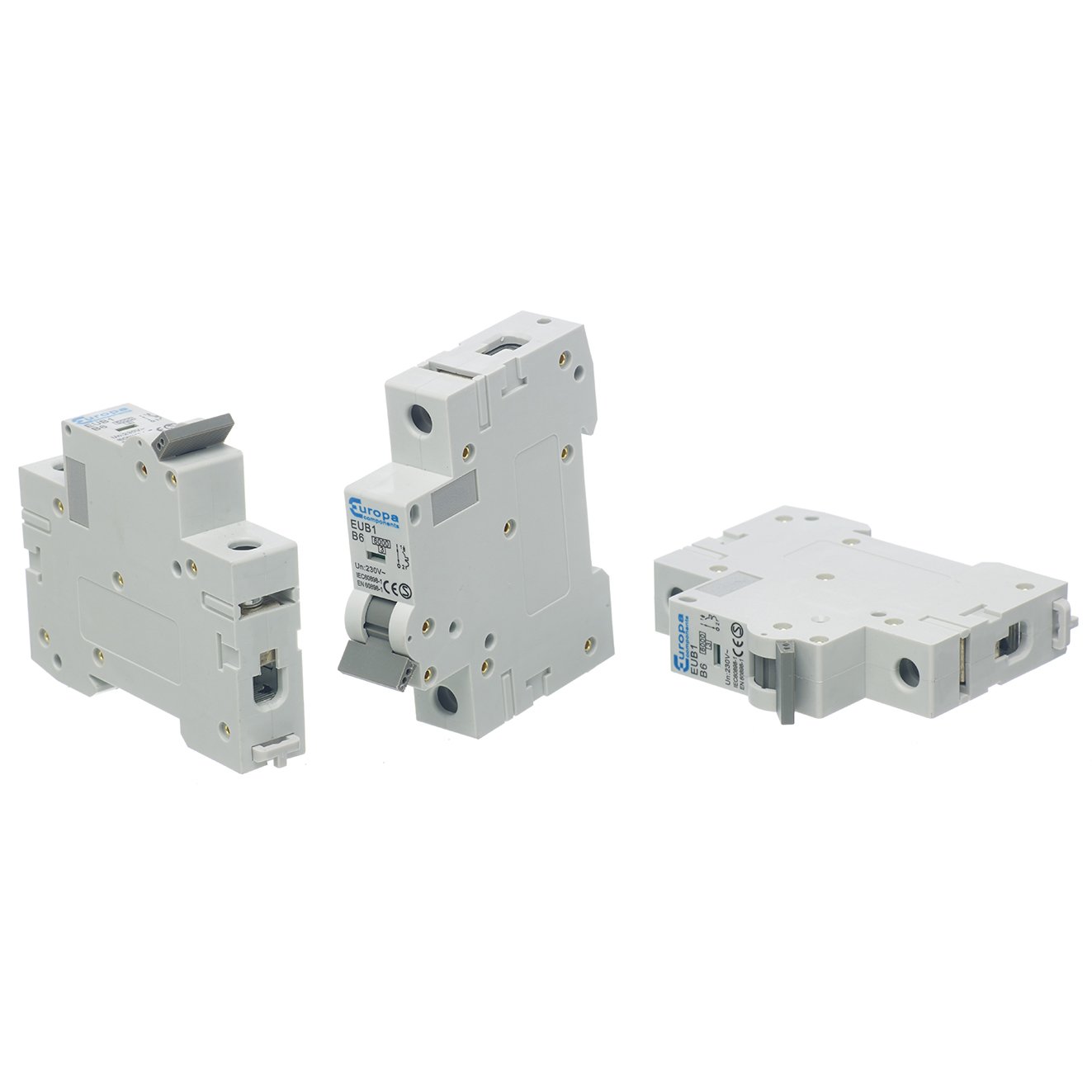 Europa Components EUB110B-AZ 10 A 6 kA B Curve 1 Pole MCB, Multi-Colour, Set of 12