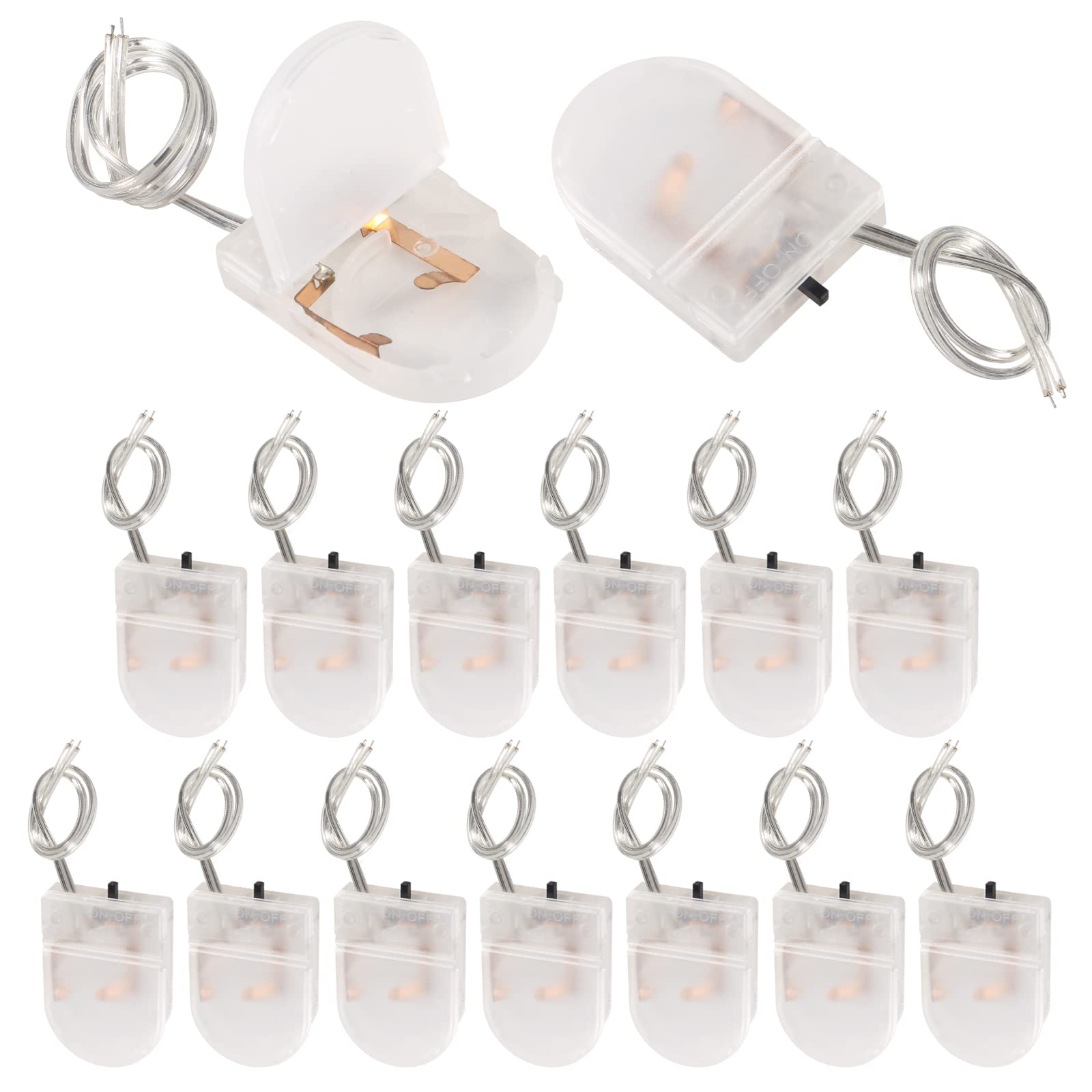 Photo 1 of Aobao 15pcs cr2032 Battery Holder, CR2032 Battery Holder with Switch, Coin Cell Holder, 1 x 3V CR2032 Button Coin Cell Battery Holder with Leads On Off Switch (Transparent)