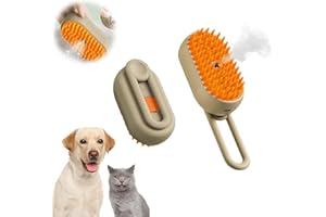 FODEUXP Cat Steam Brush, 2025 New 3 in 1 Pet Steam Groomer Comb, Cat Steam Brush Pet Hair Steamy Brushes, Pet Steam Brush for Cats Dogs (Khaki)