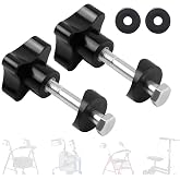 SZHSYJY 2 Set Rollator Walker Replacement knobs,Universal,Rollator Parts | Replacement Arm Adjustment Knobs for Rollator, 4-Point Knob W/Hardware,Comfortable Replacement Arm Adjustment Knobs (Black)