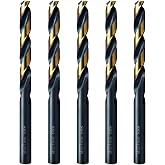 MAXTOOL 5.0mm 5pcs Identical Jobber Length Drills HSS M2 Twist Drill Bits Metric Fully Ground Black &amp; Bronze Straight Shank Drills; JBM02H10R050P5