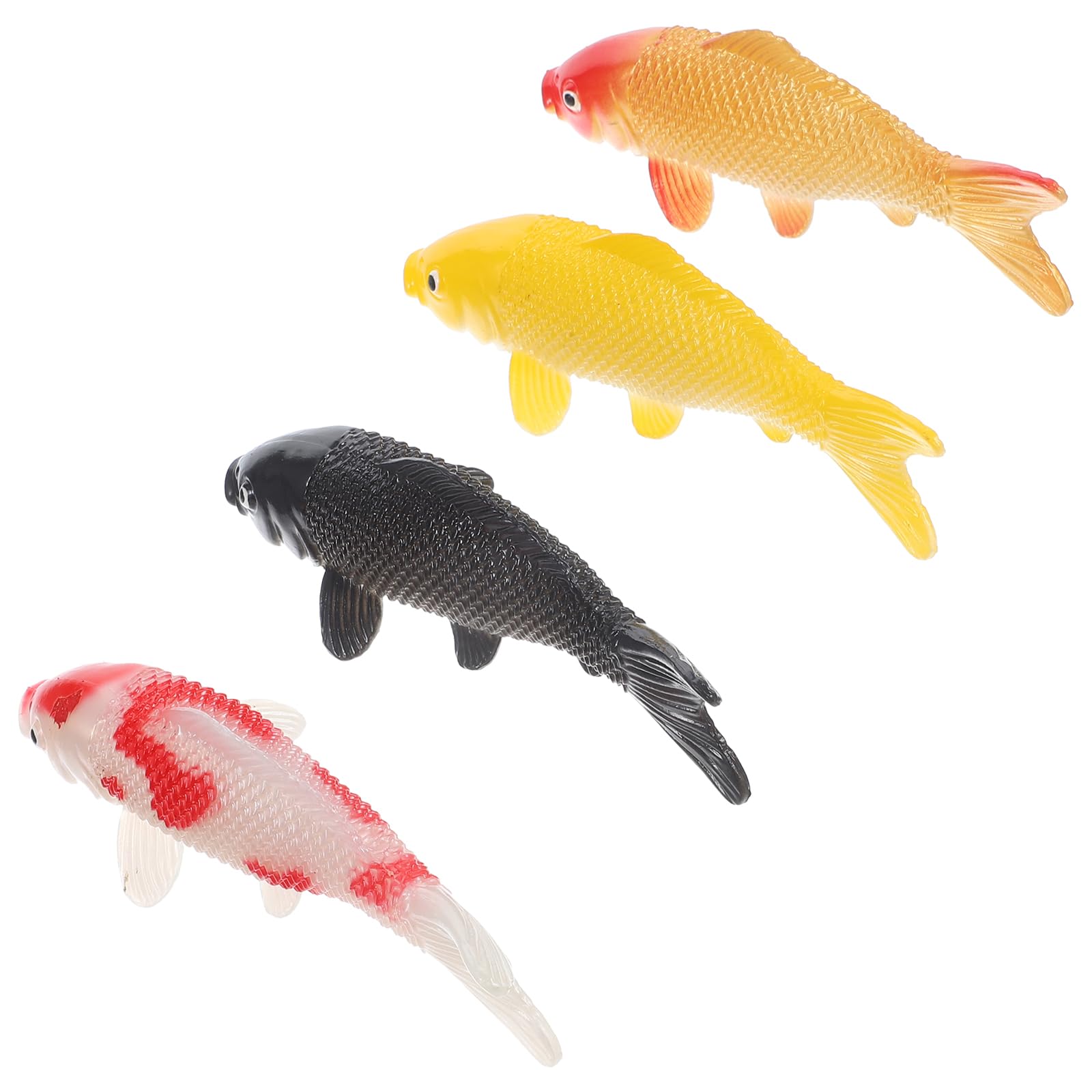 BESTonZON Koi Fish Decor, 4PCS Realistic Artificial Koi Fish Figurines, Aquarium Decorations, Assorted Colors