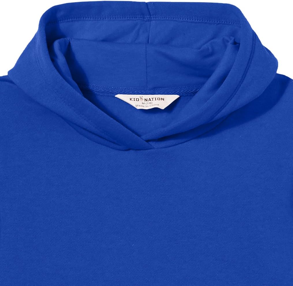 Kid Nation Kids' Soft Brushed Fleece Casual Basic Pullover Hooded Sweatshirt Hoodie for Boys or Girls 4-12 Years: Clothing