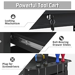 Pelnuies 3 Tier Rolling Tool Cart, 400 LBS Capacity