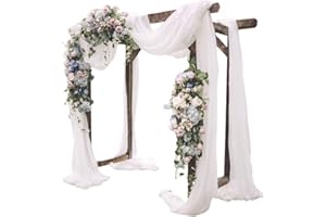 LINXTAR 4 Panels White Wedding Arch Drapery 6 Yards Long and 30'' Wide Sheer Chiffon Wedding Arch Draping Fabric for Party Backdrop Outdoor Ceremony Decoration