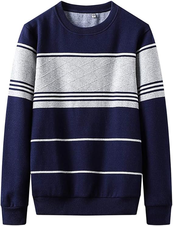 Amazon Jpバレンタインデー メンズ ニット セーター ボーダー柄 秋冬 長袖 カジュアルセーター ラウンドネック Uネック カットソー トップス 厚手 暖かい ニットシャツ 韓国ファッション クラシック 通勤 通学 セーター 通販