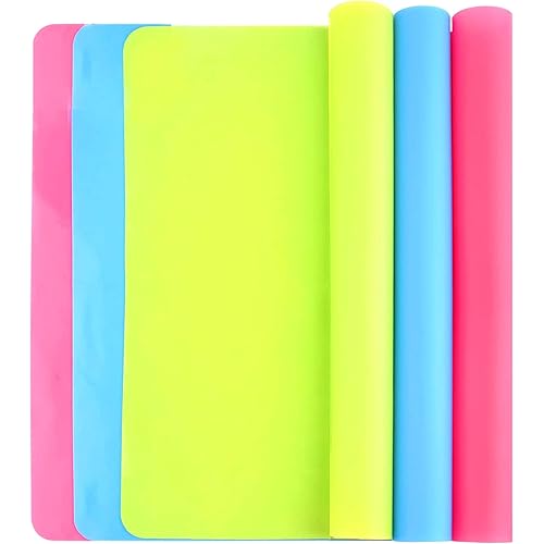 3 Pack Large Thickened Silicone Mats for Crafts Resin Casting Molds Mats, Multi-Purpose Silicone Placemat, ONDY Non-Slip Heat-Resistant Mats (15.7X 11.8 inch) (Blue & Pink & Green)