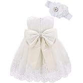 Bow Dream Baby Flower Girl Dresses Lace Bowknot Wedding Pageant Formal Tutu Gown