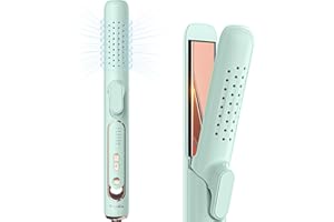 Terviiix Titanium Flat Iron Hair Straightener with 360° Air Technology, Airflow Styler Hair Straightener & Curler 2-in-1, 5 Adjustable Temperatures, Auto Off, Dual Voltage for Travel