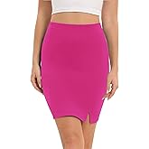 Urban CoCo Women's Basic Mini Pencil Skirt Slit High Waist Bodycon Stretch Short Wrap Skirt