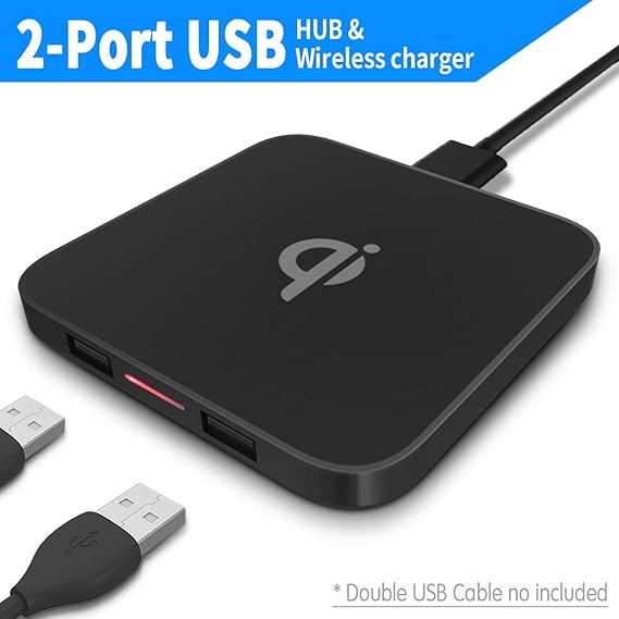 Qi Wireless Charger Mat Cc Show Portable Cordless 2 Port Usb Hub Wireless Charging Pad Stand For Iphone Xsxrmaxx88plus Samsung Galaxy