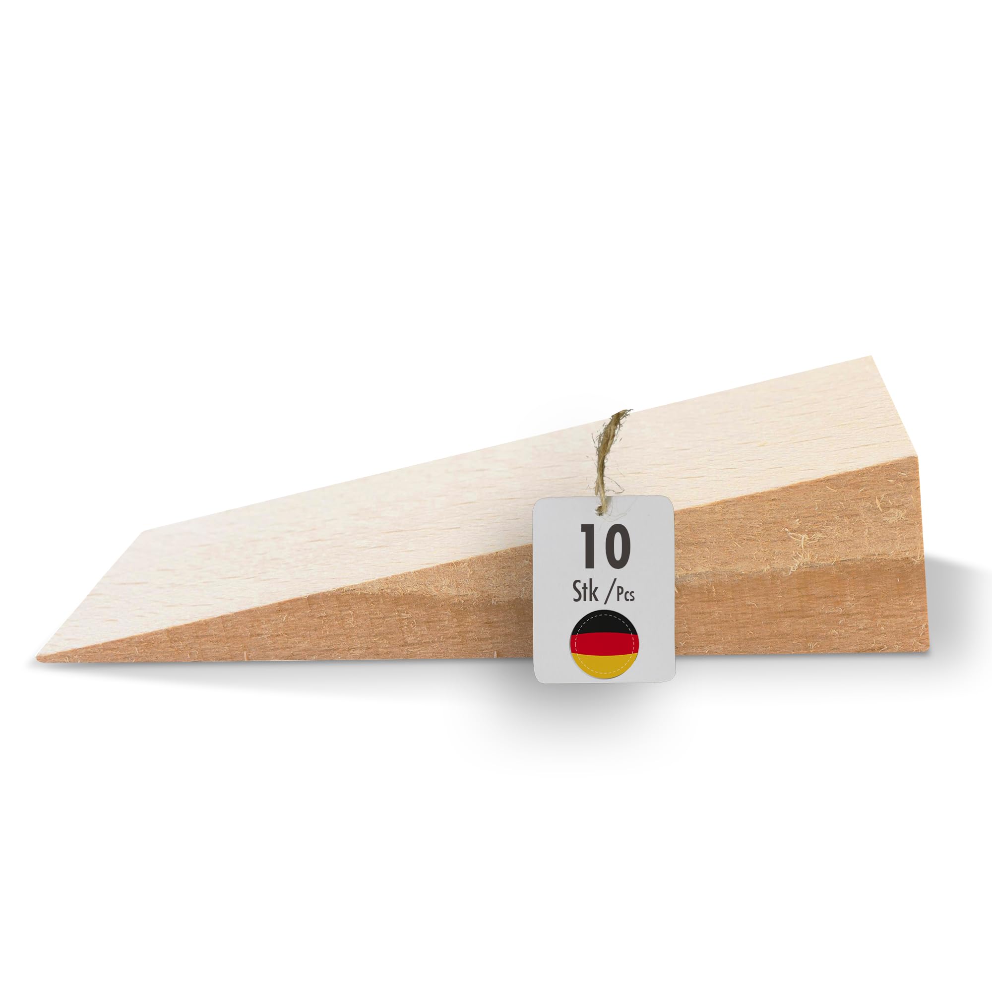 haggiy Hardwood Wedge - Wooden Wedge Set - Natural Beech Wedges - Door Stopper - Ideal for Furniture, Assembly, DIY - (LxWxH) 100 x 40 x 25 mm (10 Pcs.) — image 1