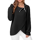 VALOLIA Sweatshirts Quarter Zip Pullover Tops Fall Clothes Turtleneck Sweatshirt Lightweight Tunic Sweaters