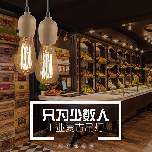 SUHANG chandelier Woodwork Trend Logs Headlight Wooden Chandelier Bar Cafe Single Head Wood Chandeliers 8 * 10 Large [Energy Class A+]