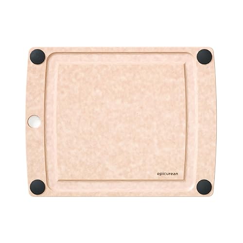 Epicurean All-In-One Cutting Board with Non-Slip Feet and Juice Groove, 11.5" × 9", Natural/Black