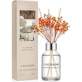 COCODOR Flower Reed Diffuser Set / 3.4oz / Dark Vanilla&Sandalwood/Scent Diffuser with Sticks Home Fragrance Reed Diffuser fo