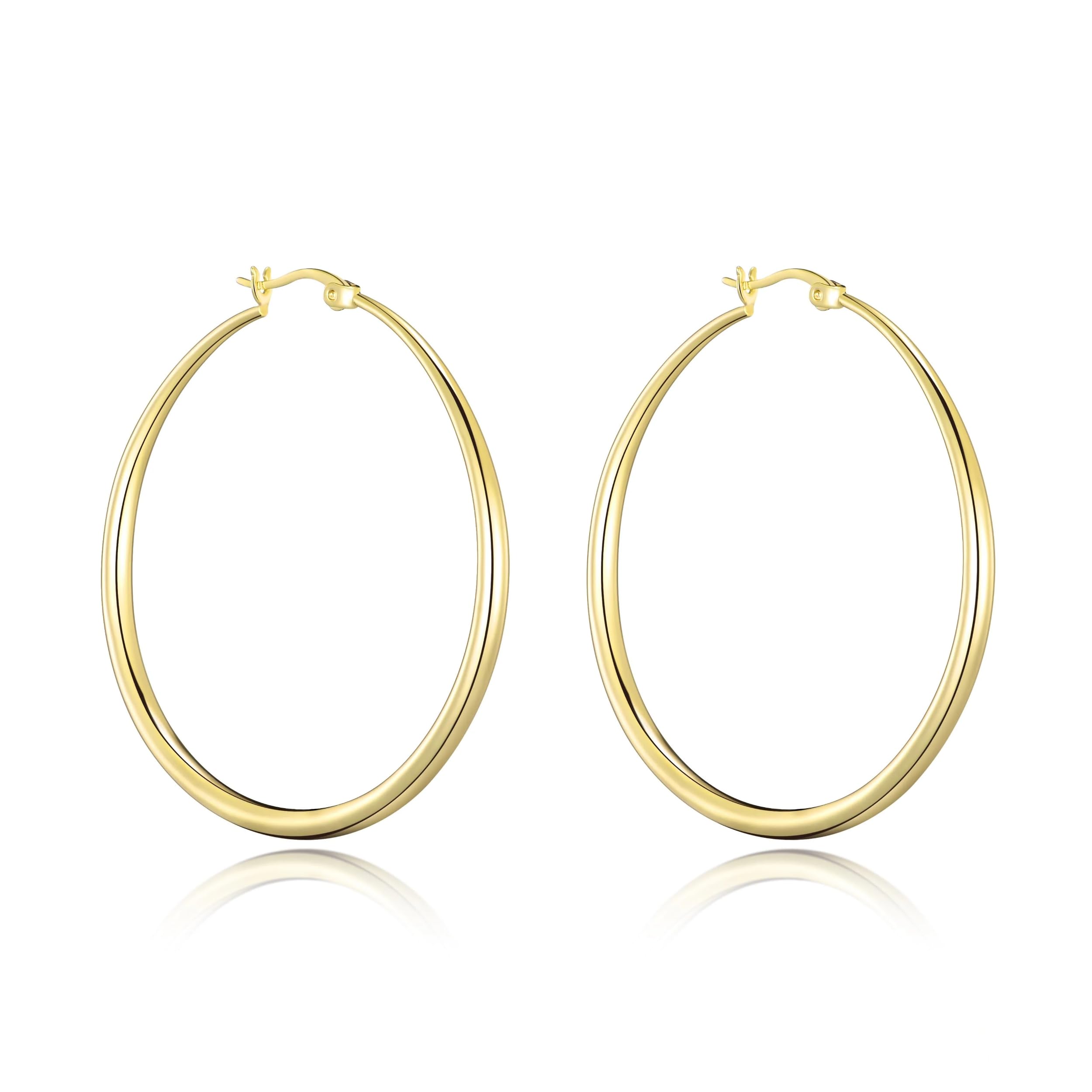 Philip Jones 18k Gold Plated 50mm Hoop Earrings