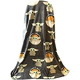 Disney Star Wars The Mandalorian The Child Baby Yoda Plush Travel Throw Blanket Grey 40x50 inch