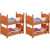 TOPPERFUN 2 Pack Mini Dollhouse Bunk Bed, 4 Inch Tiny Bunkbed with Ladder | 1: 12 Scale PVC Doll House Furniture Accessories for DIY, Mini Scenes Decorative Projects and Bedtime Storytelling Scene