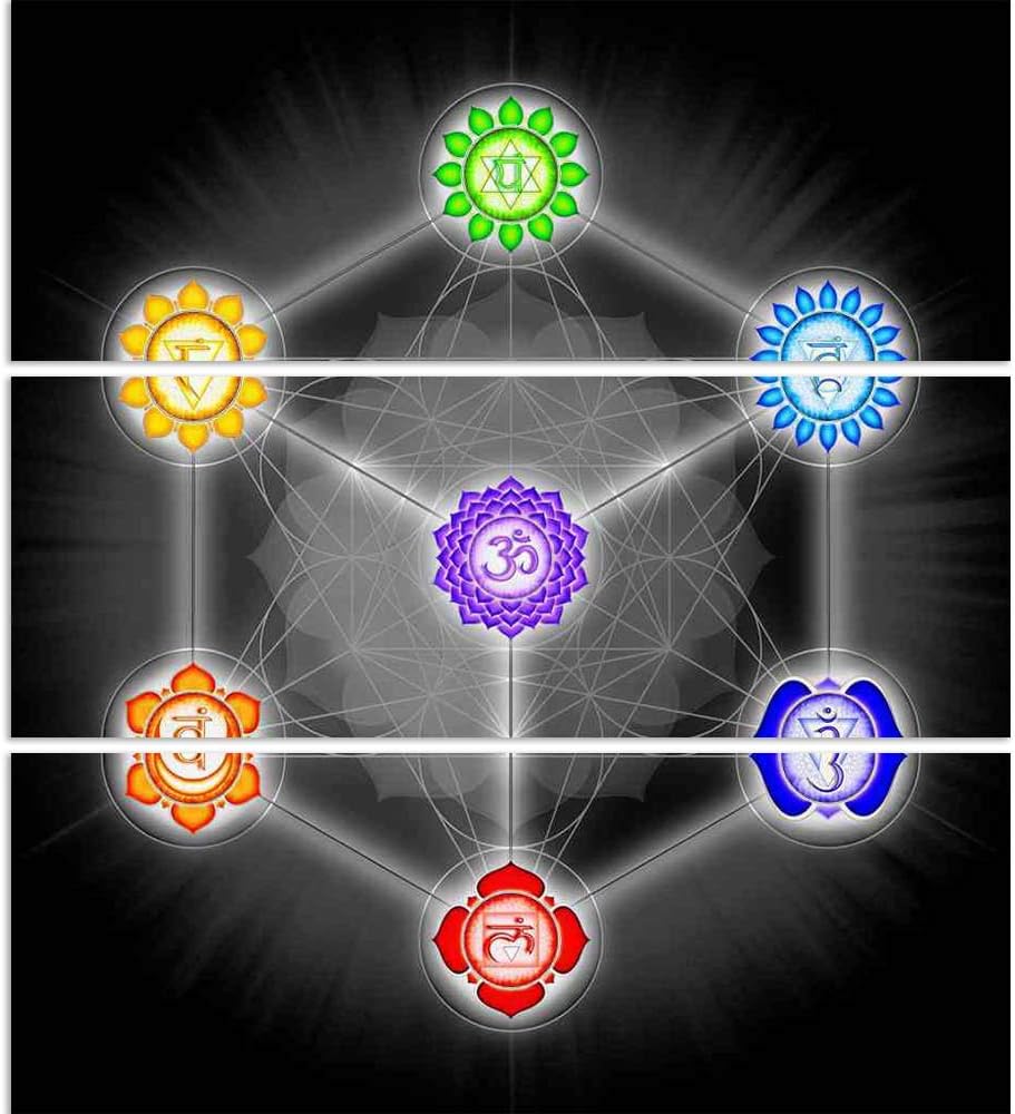 Artzfolio Metatrons Cube & Chakras D2 Split Art Painting Panel On Sunboard 24 X 26Inch