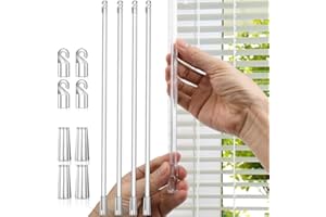 LOFRCIN Blind Wand Replacement with Hook, 12 Inches Window Blind Tilt Wand with Hook and Grip, Clear Blind Wand (4 Pack)