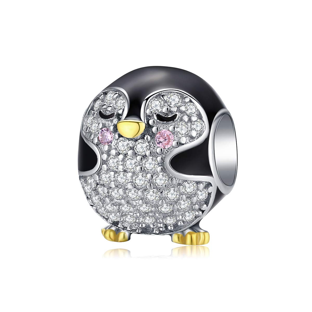 Animal Charm Bead for Pandora Charms Silver Enamel Charm Christmas Gift for Her,Dog Owl gifts for Women Mum (Penguin Charm)
