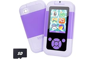 Prysyedawn Kids Phone Christmas Birthday Gifts for Girls/Boys Age 3-6,Toddler MP3 Music Player with Flip Camera, Alarm Clock Portable Learning Toy for 3 4 5 6 Year Old Girl with SD Card-Purple