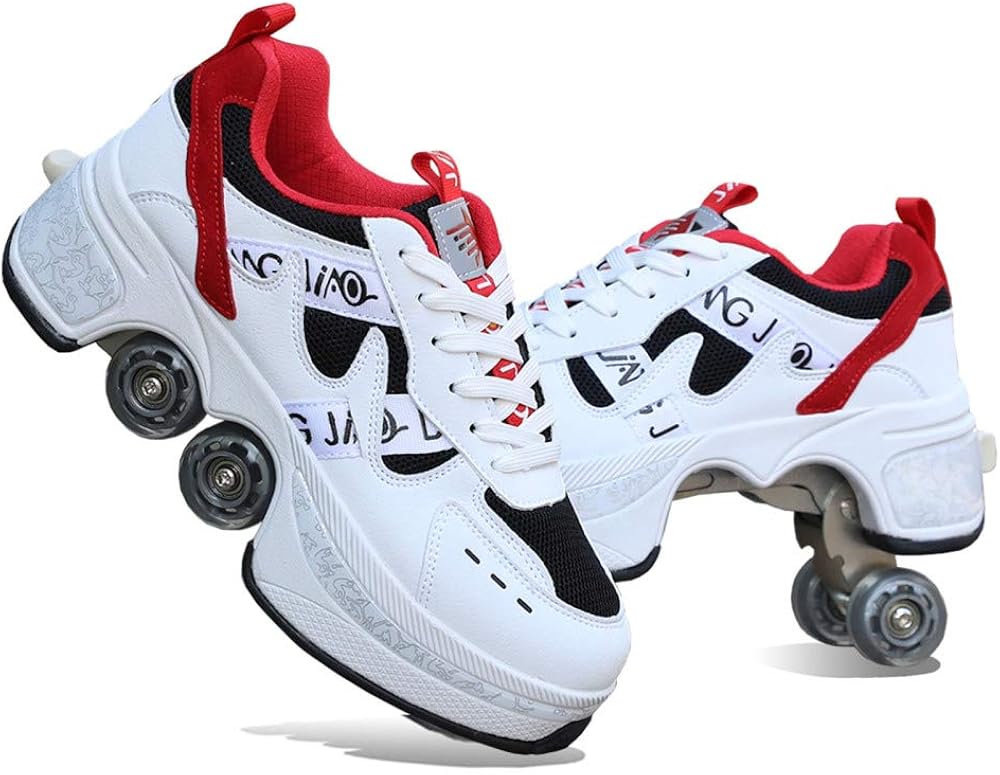 Women's Retractable Roller Skates Outdoor Girls Kick Roller Shoes Men