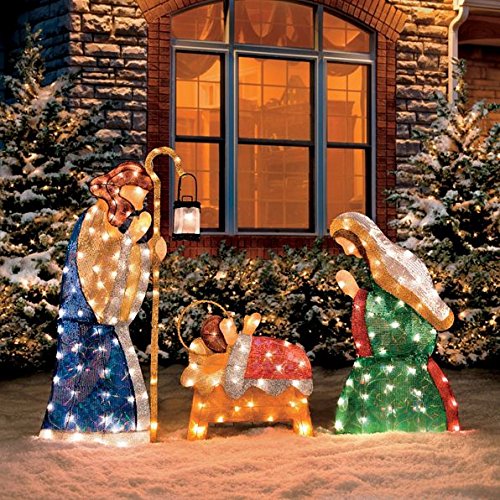 Improvements Lighted Shimmering Outdoor Nativity Set Christmas