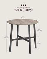 VASAGLE Round Dining Table 80 cm Industrial Heather Greige Ink Black KDT080G01 view 4