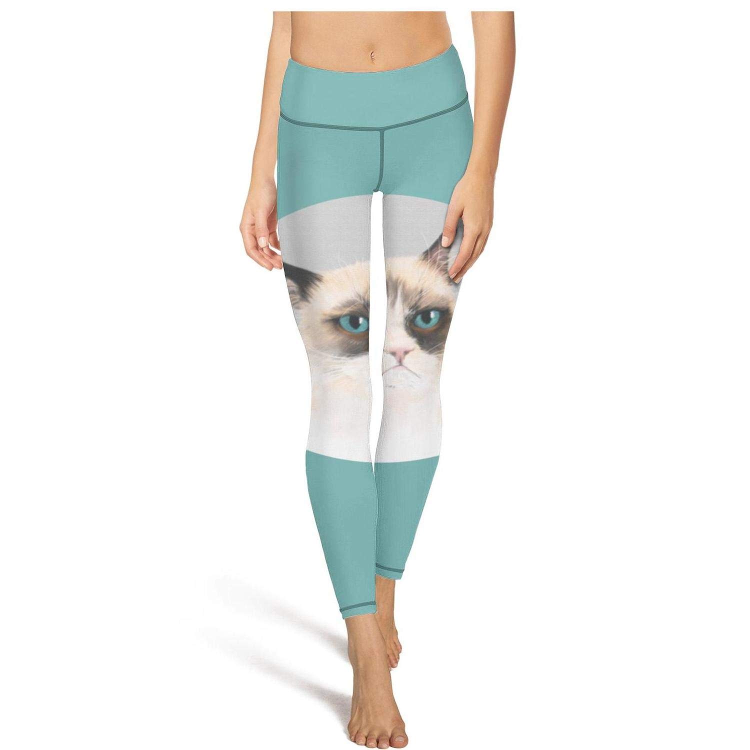 Womens Capris Legging Grumpy Cat Christmas Hat Yoga Pants Awesome Jogging Leggings