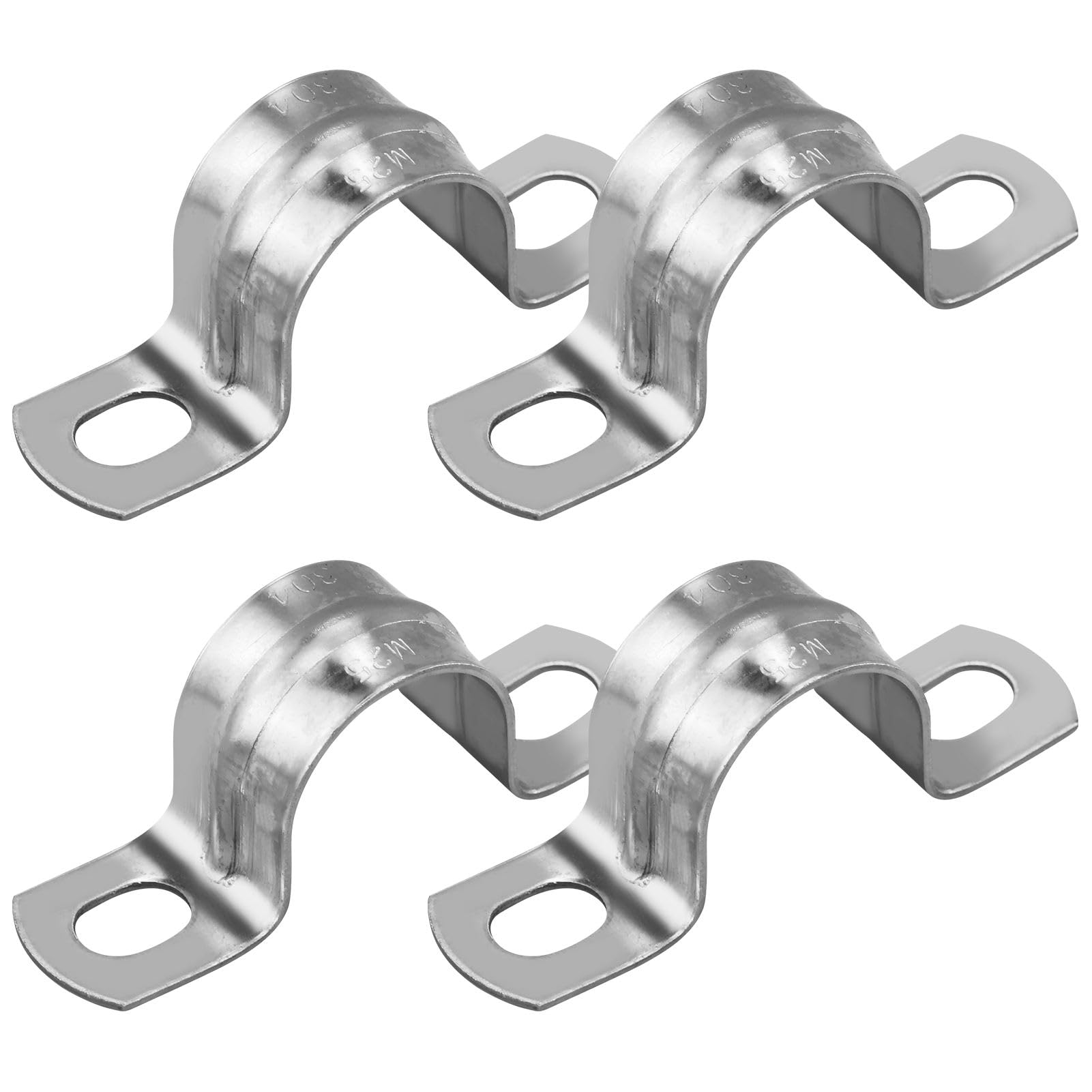 M25 Stainless Steel Rigid Pipe Strap, Pipe Strap Clamp Ø 1 Inch, Heavy Duty Metal U Bracket with 2 Holes - Stainless Steel Conduit Clamps - Pipe Mounting Brackets | Ø 25 mm | 4 Pcs