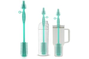 Raymeefa Double Sided Cleaning Brush,Soft Kitchen Scrub Brush,Reusable Silicone Bottle Cleaning Brush,Narrow Neck Bottle Brus