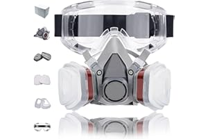 Reusable Half Face Respirator Gas Mask With 12Pcs Filter, Chemical Dust Respirator Painting Facepiece for Painting Chemicals 