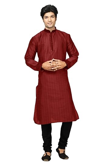 Men's Kurta Pyjama (SKP0020B_RD_38_Red_red_38)