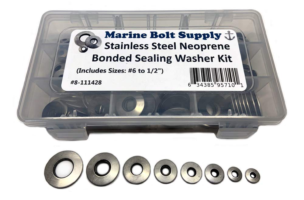 Stainless Steel Neoprene Bonded Sealing Washer Assortment Kit - Marine Bolt Supply 8-111428