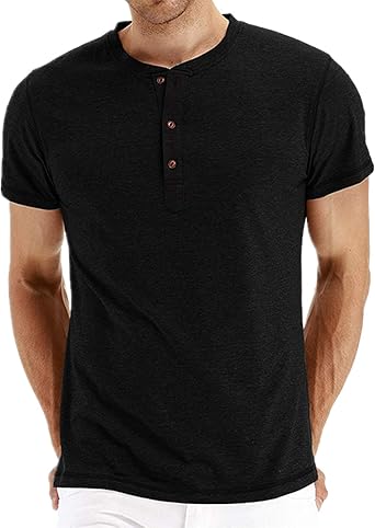 T-Shirt V Neck Buttons Tops 