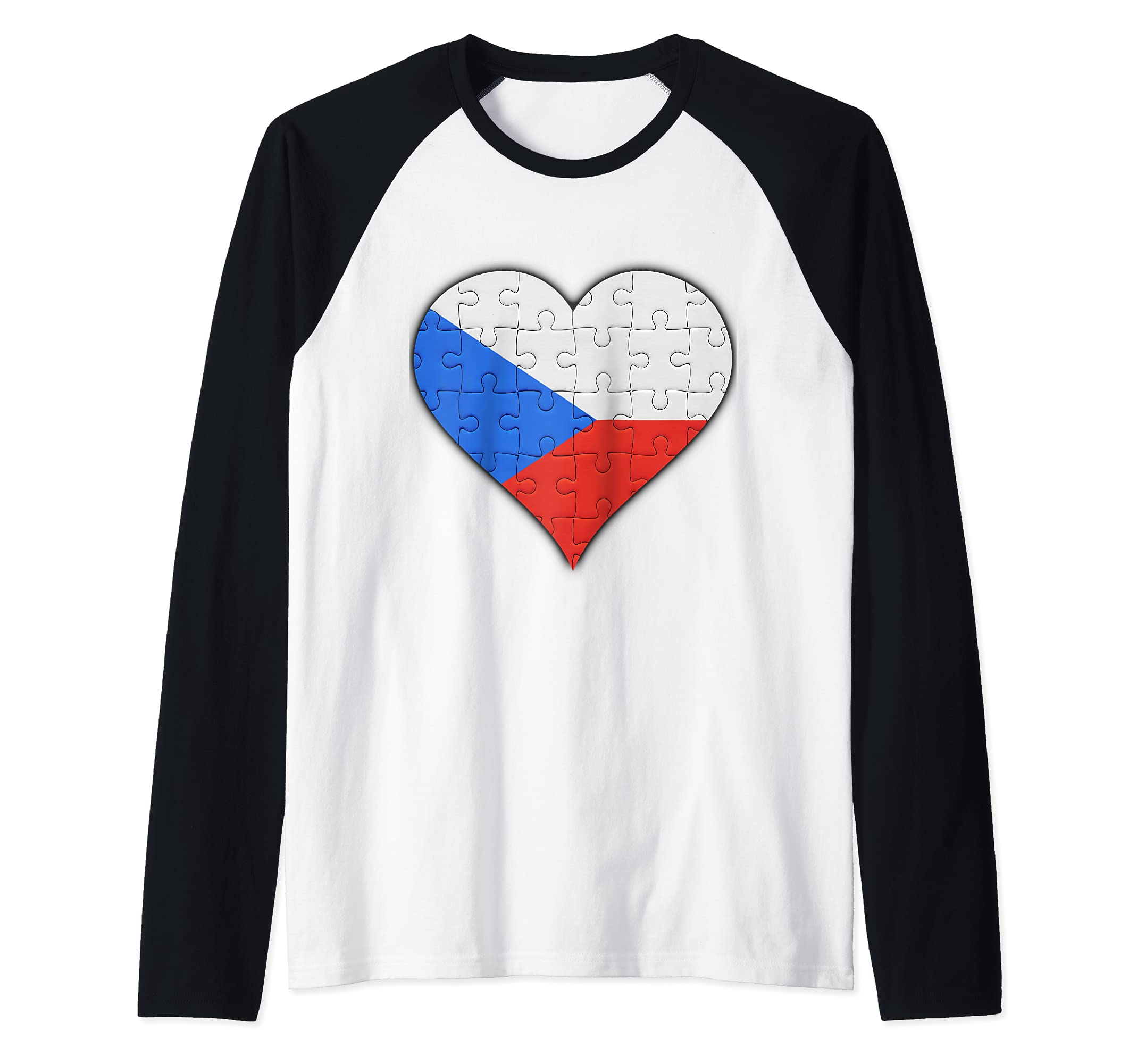 Czech Republic Czech Flag Heart Raglan Baseball Tee