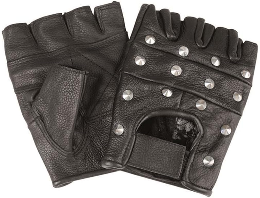MilTec Leather gloves without fingers with rivets Amazon.co.uk Clothing
