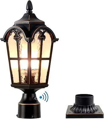 Dusk to Dawn Outdoor Lamp Post Lights Waterproof Exterior Pole Lantern Lighting Fixtures with 3-Inch Pier Mount Base for Garden Patio Yard Pathway Driveway
