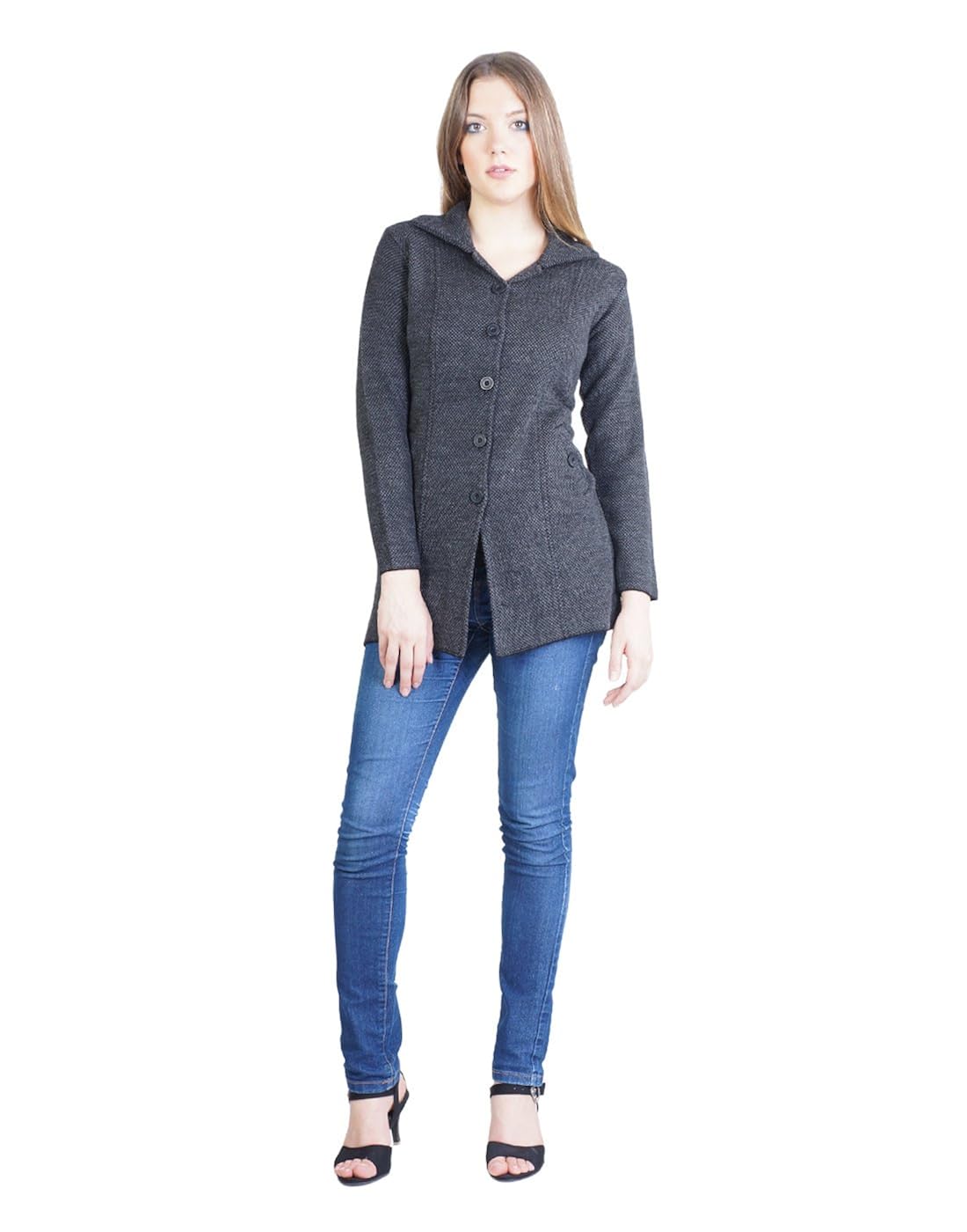 montrex acro wool winter long coat for women, girls (grey)