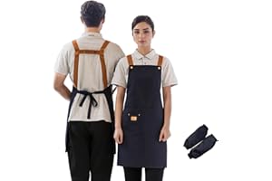 QUARRYUS Waterproof Chef Apron with Detachable Sleeves & Pockets - Adjustable Heavy Duty Canvas for Men, Women, BBQ, Kitchen