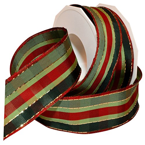 Morex Ribbon V43334.40/20-657 Noel French Wired Taffeta Ribbon, 1-1/2-Inch by 22-Yard, Green