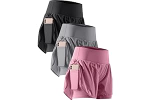 CADMUS 2 in 1 Women's Workout Shorts for Athletic Gym Running Shorts with Phone Pockets