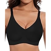 MOEOZLLO Womens Seamless Bras No Underwire Push Up V Neck Wireless Bralettes with Soft Support Full Coverage Floral Bra