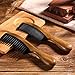 TecUnite 2 Pieces Hair Combs, Wide Tooth Hair Comb and Fine Tooth Hair Brush, Green Sandalwood Buffalo Horn Combs for Women, Men and Girls