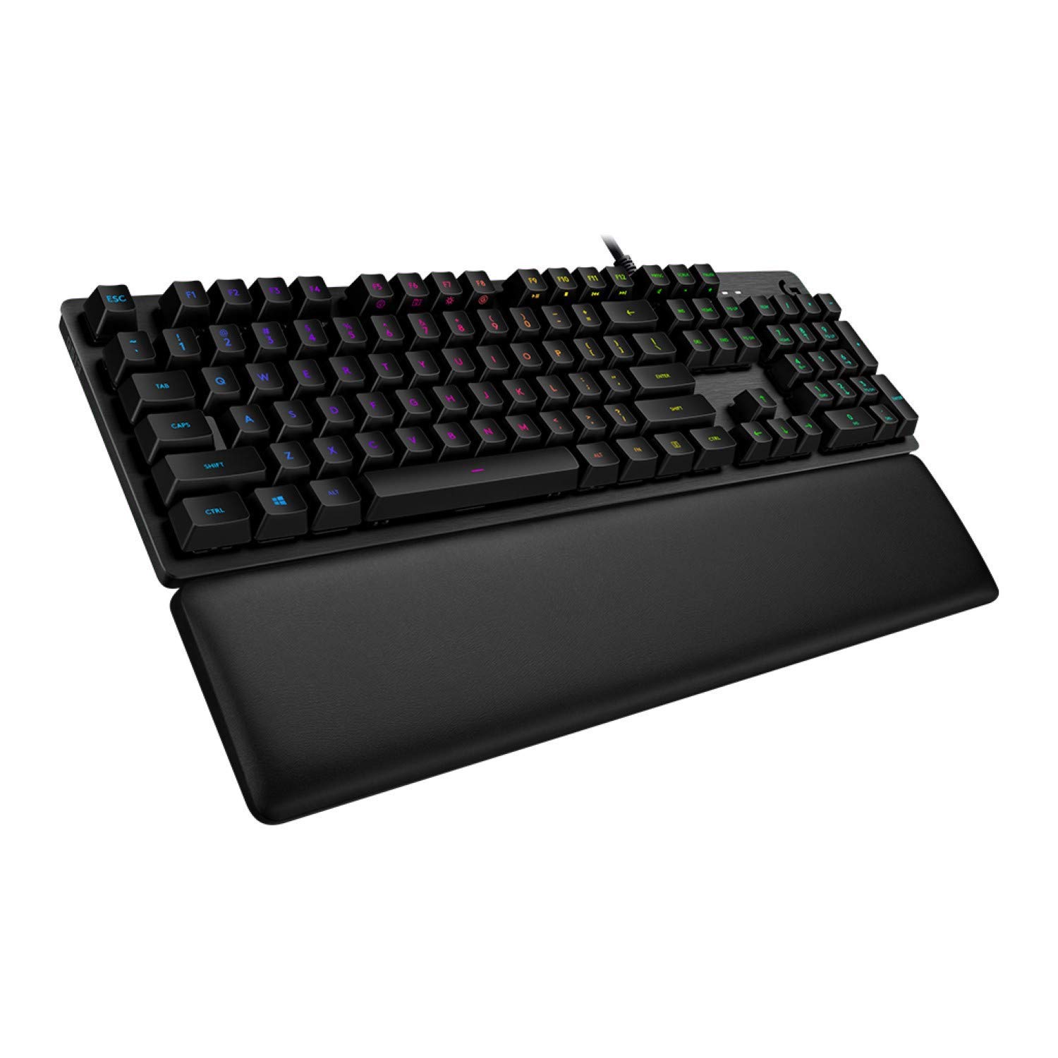 Logitech G513 Mechanical Gaming Keyboard with Palm Rest, RGB LIGHTSYNC, GX Brown Switches, Aluminum Alloy, USB Pass-through, Spanish QWERTY Layout, G513 Gaming Keyboard, Black