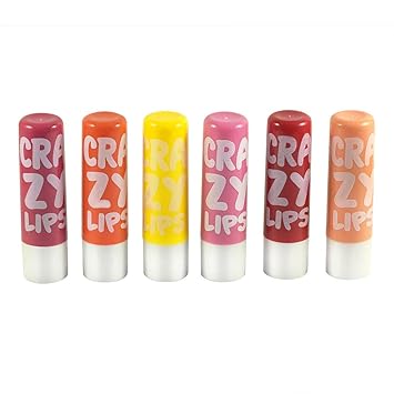 Advanced Services Crazy Lips Natural Pink Lip Balm Mixed Fruit Flavours Cherry, Orange, Rose, Peach, Strawberry, Mango Delight, 6 g (Set of 6 Pieces)