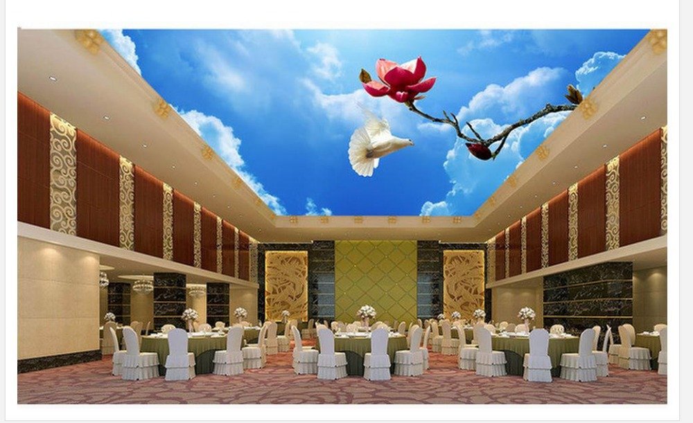 Wapel 3d Ceiling Murals Wallpaper Home Decoration Clouds Peach